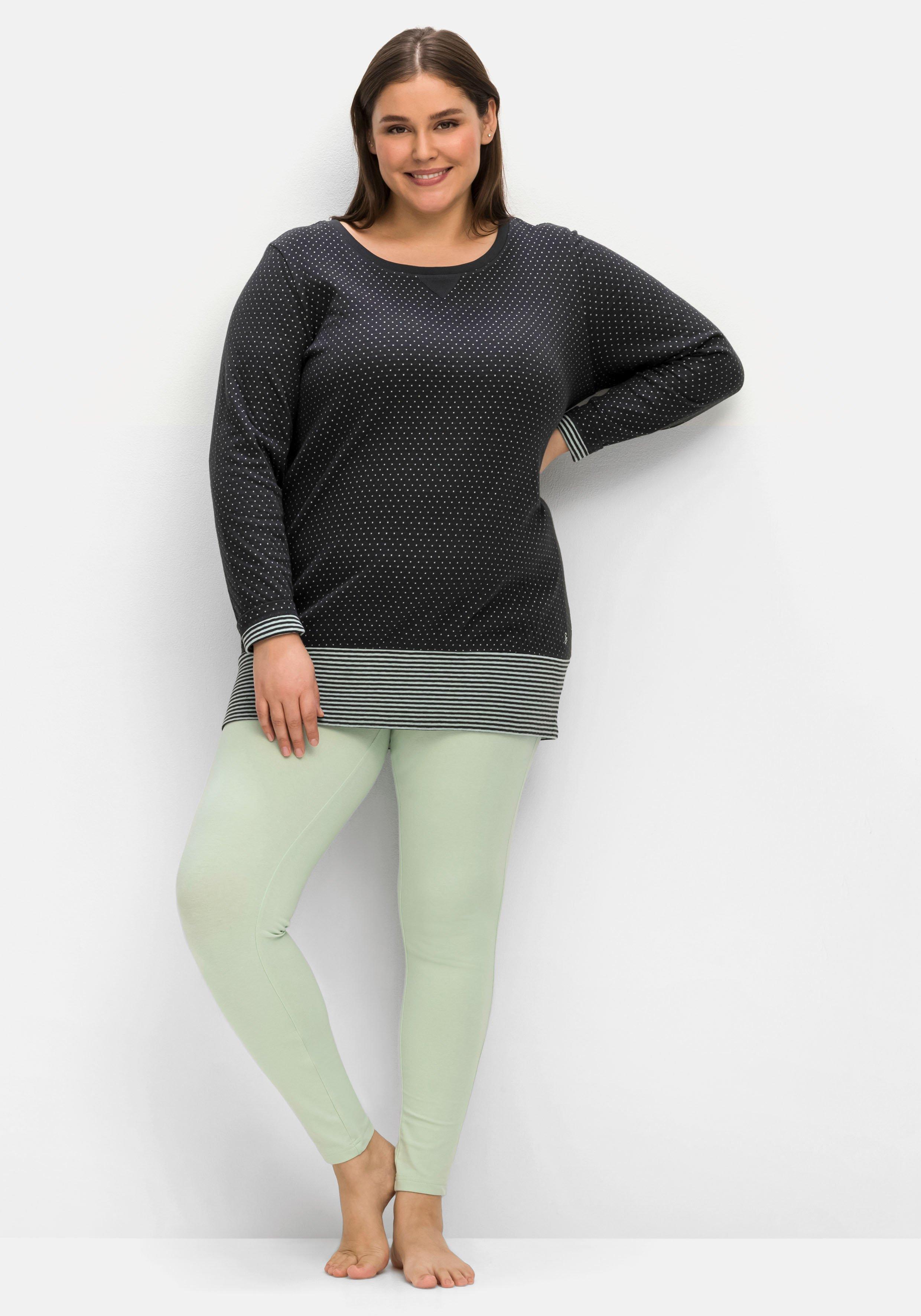 Longshirt im Mustermix, mit breitem Saum