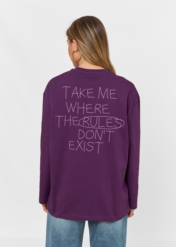 Rules don't exist longsleeve donkerpaars