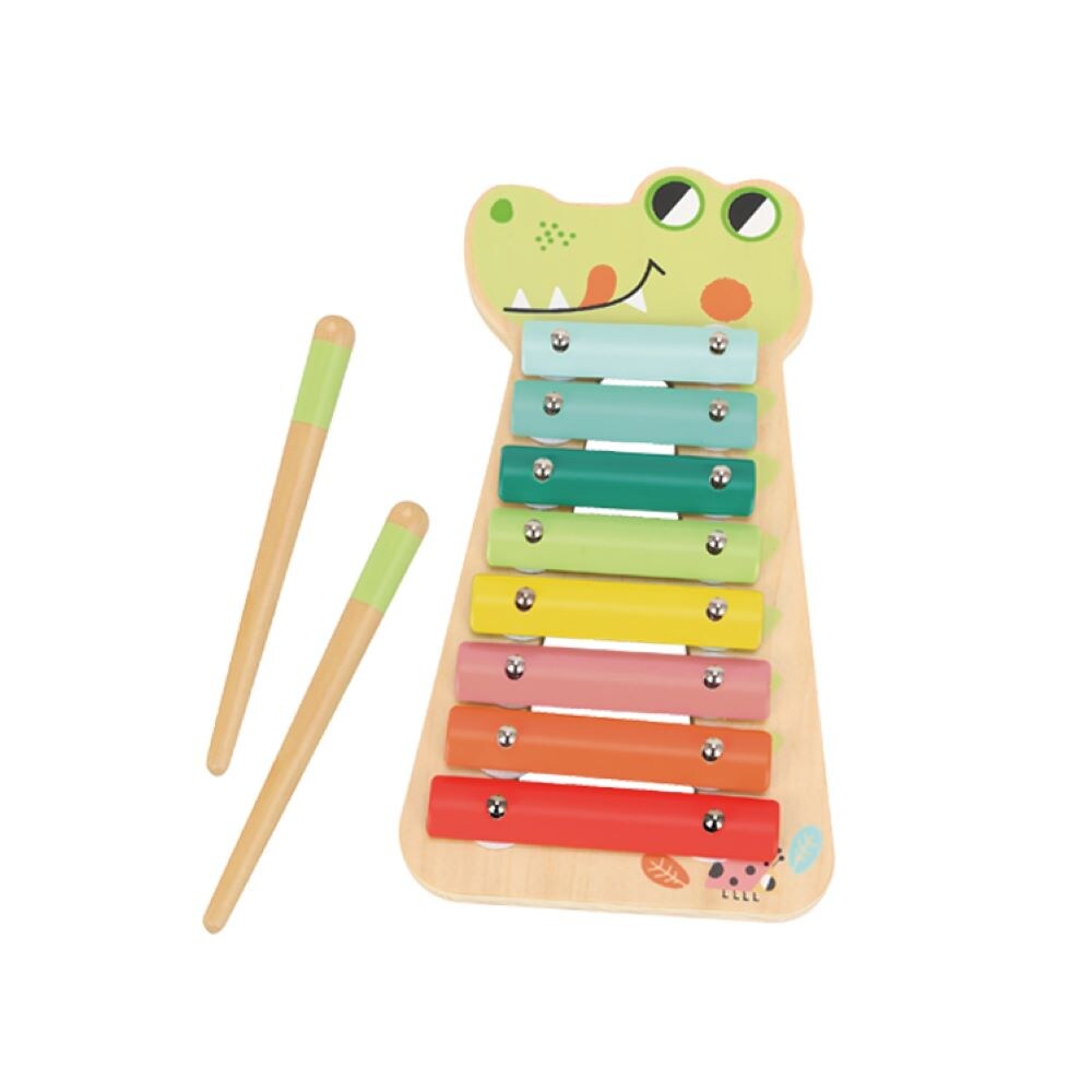 Tooky Toy Kinder Musikspielzeug Xylophon TF570 Holz zwei Klangstäbe acht Töne bunt