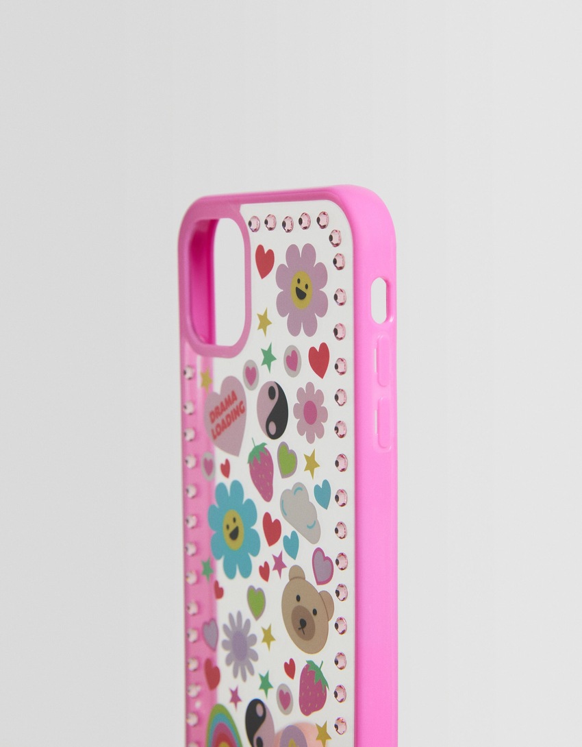 Capa para iPhone com adesivos de strass