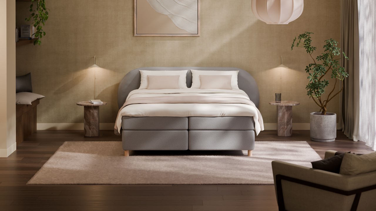 Boxspring Flow - Wool look light grey