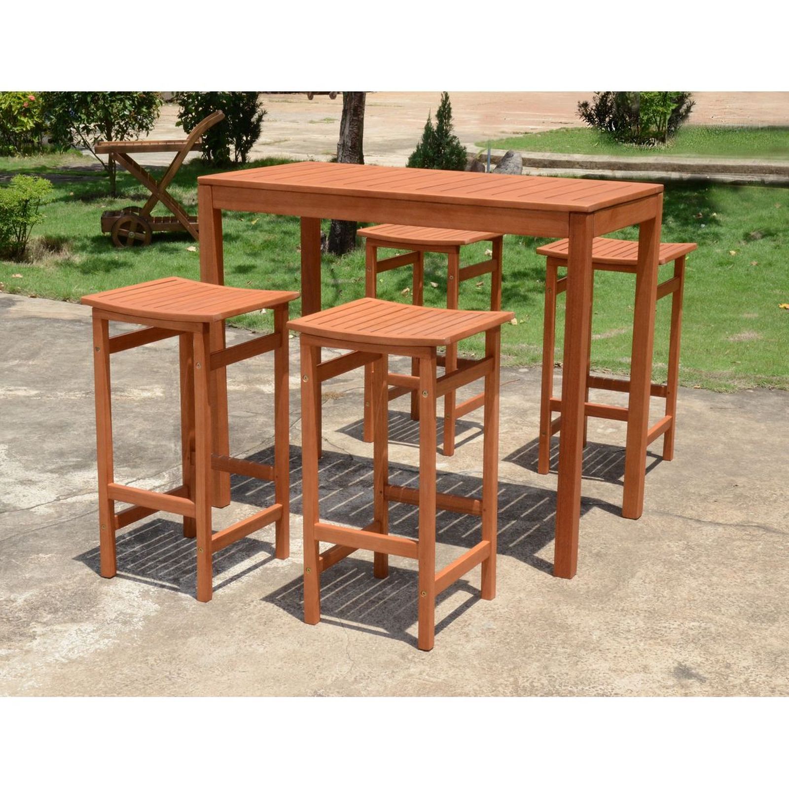 Bartisch PALMDALE - Eukalyptus Massivholz - 120x60 cm