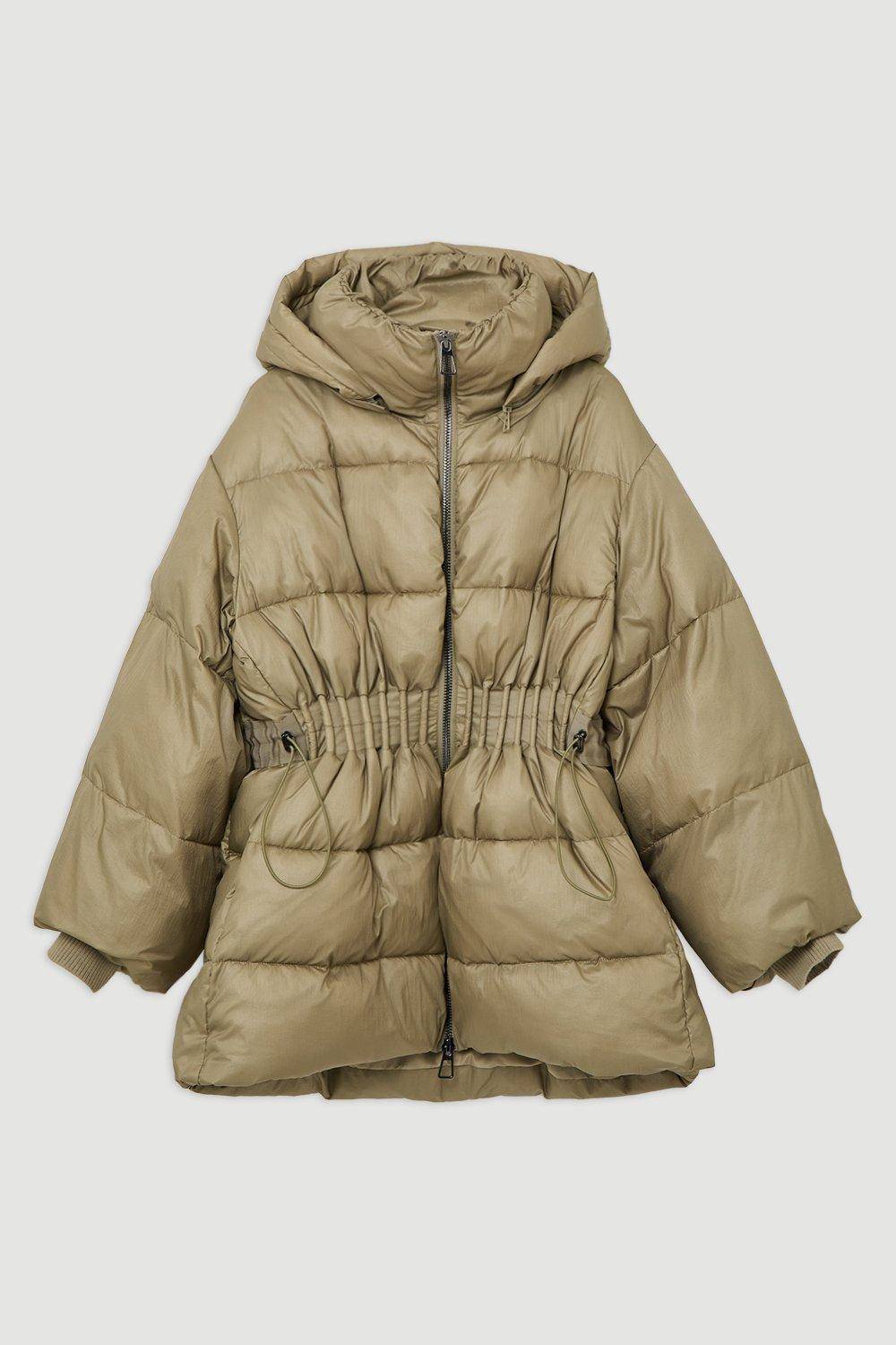 KarenMillen Veste Matelassée à Casynthétiqueche avec Cordon de Serrage à la Taille et Poignets Côtelés