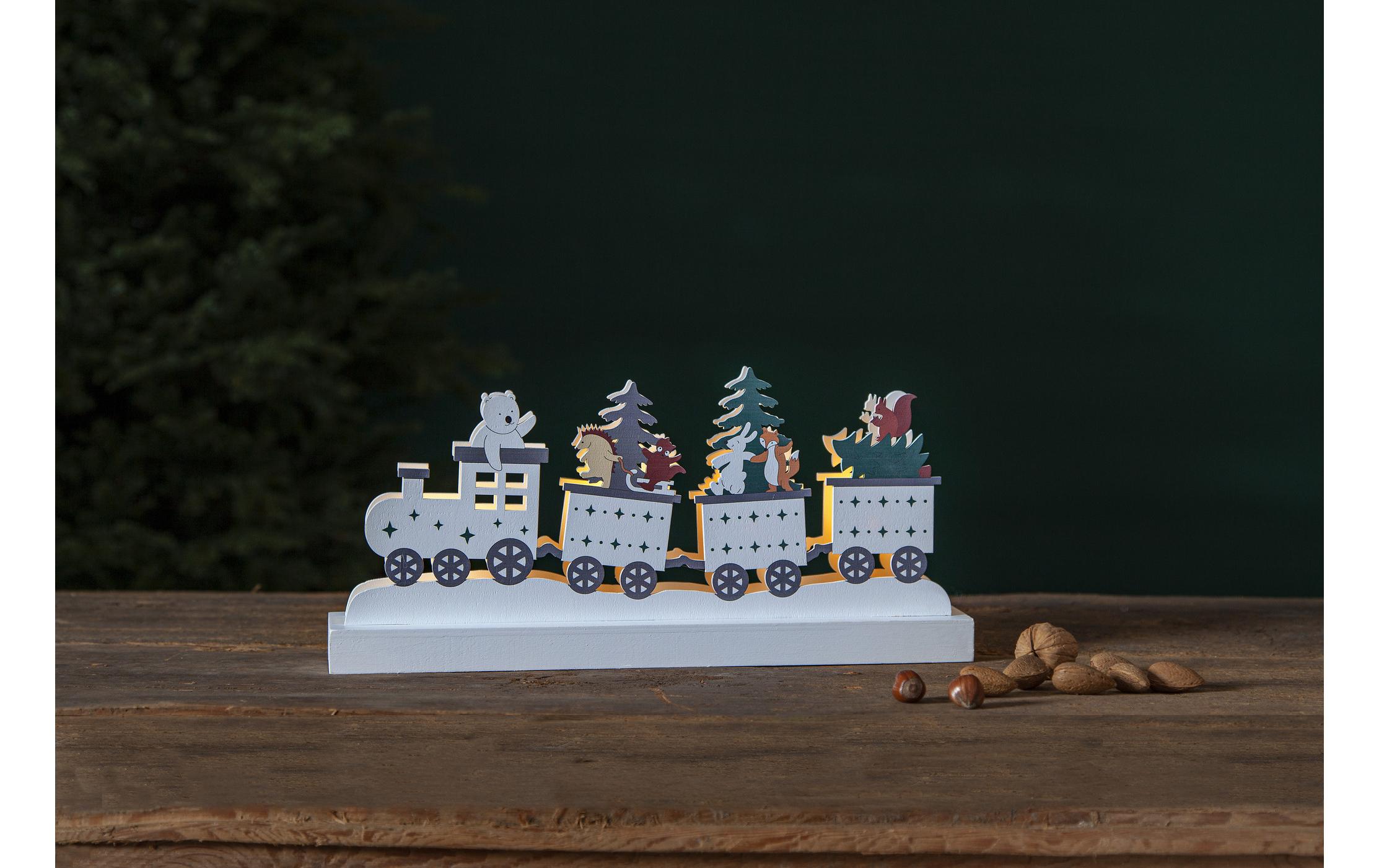 Tischdeko Forest Friends, 37 cm, MehrfarbigDekorative Szene aus lasergeschnittenem Holz
