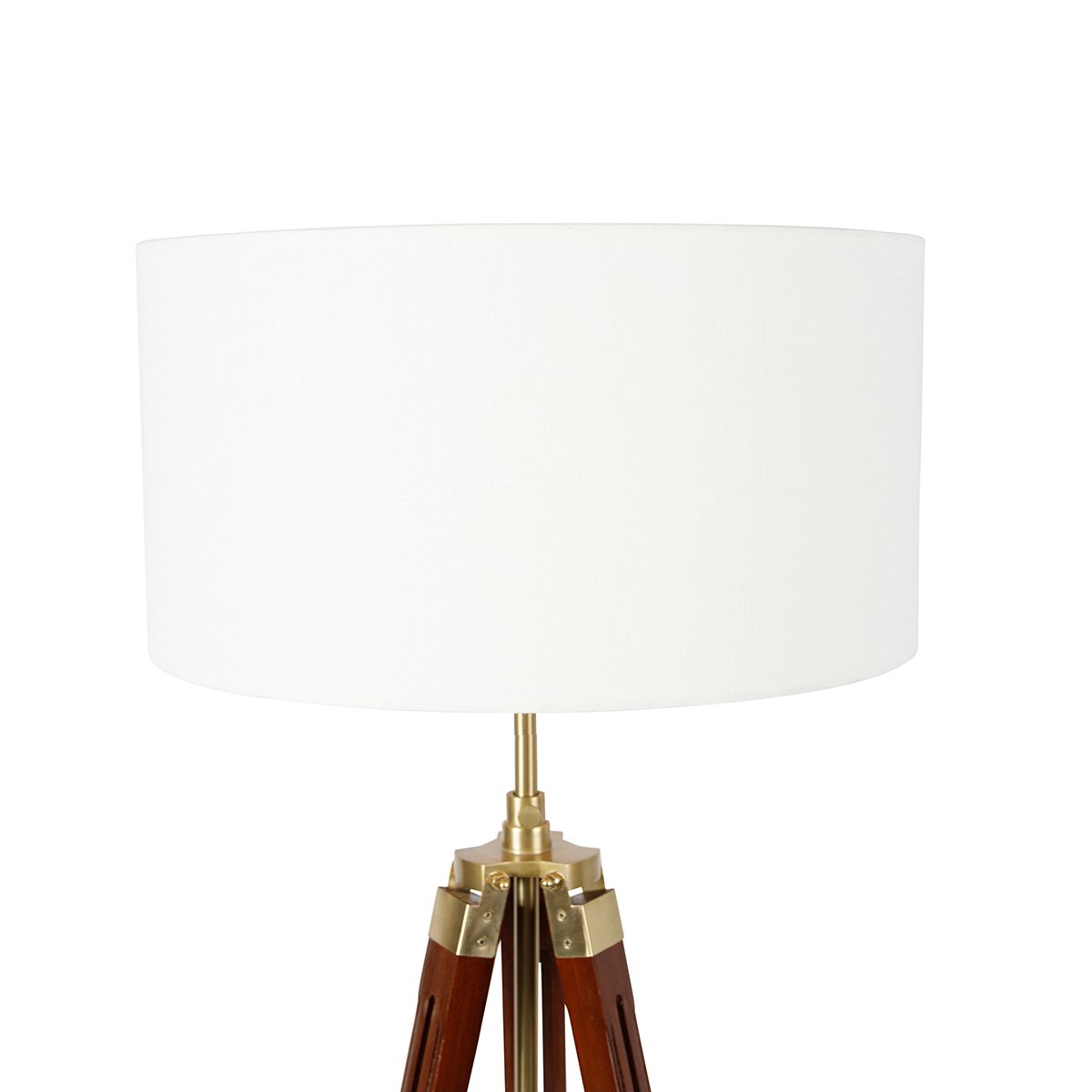 Vintage vloerlamp messing met kap wit 50 cm tripod - Cortin