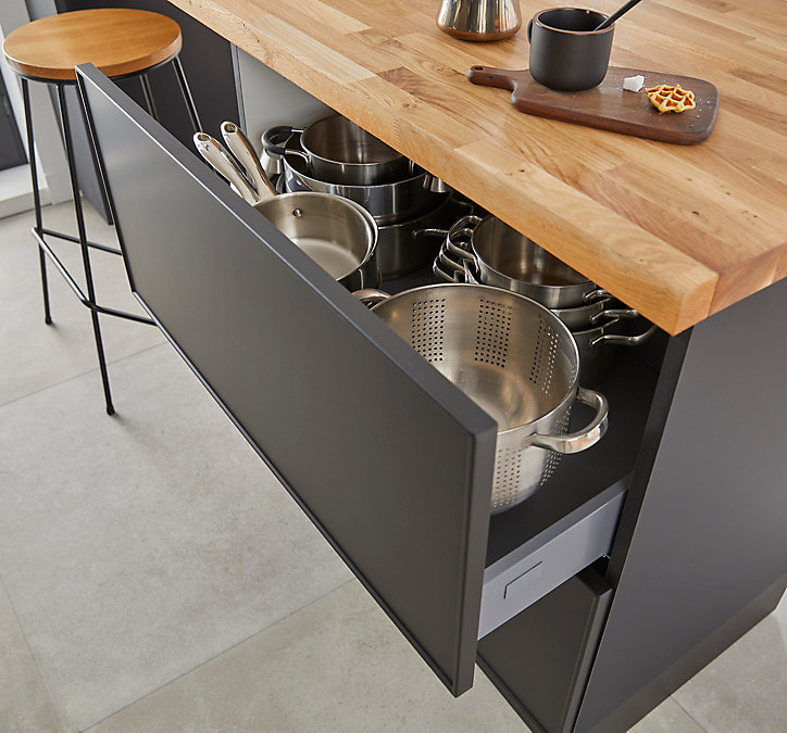 Façade de tiroir intérieur de cuisine Soto gris anthracite l. 80 cm GoodHome