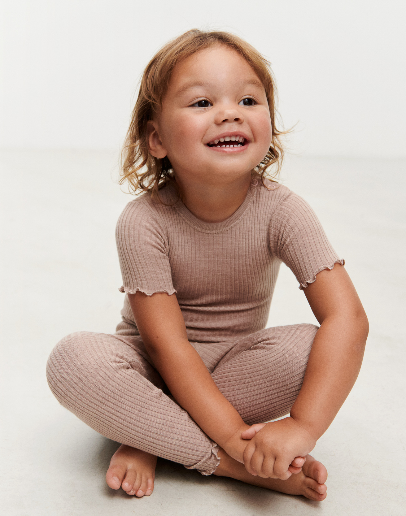 Romper met korte mouw van merinowol voor baby's
