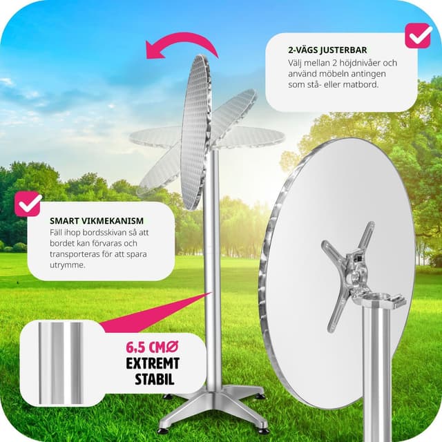Cafebord i aluminium Ø60cm