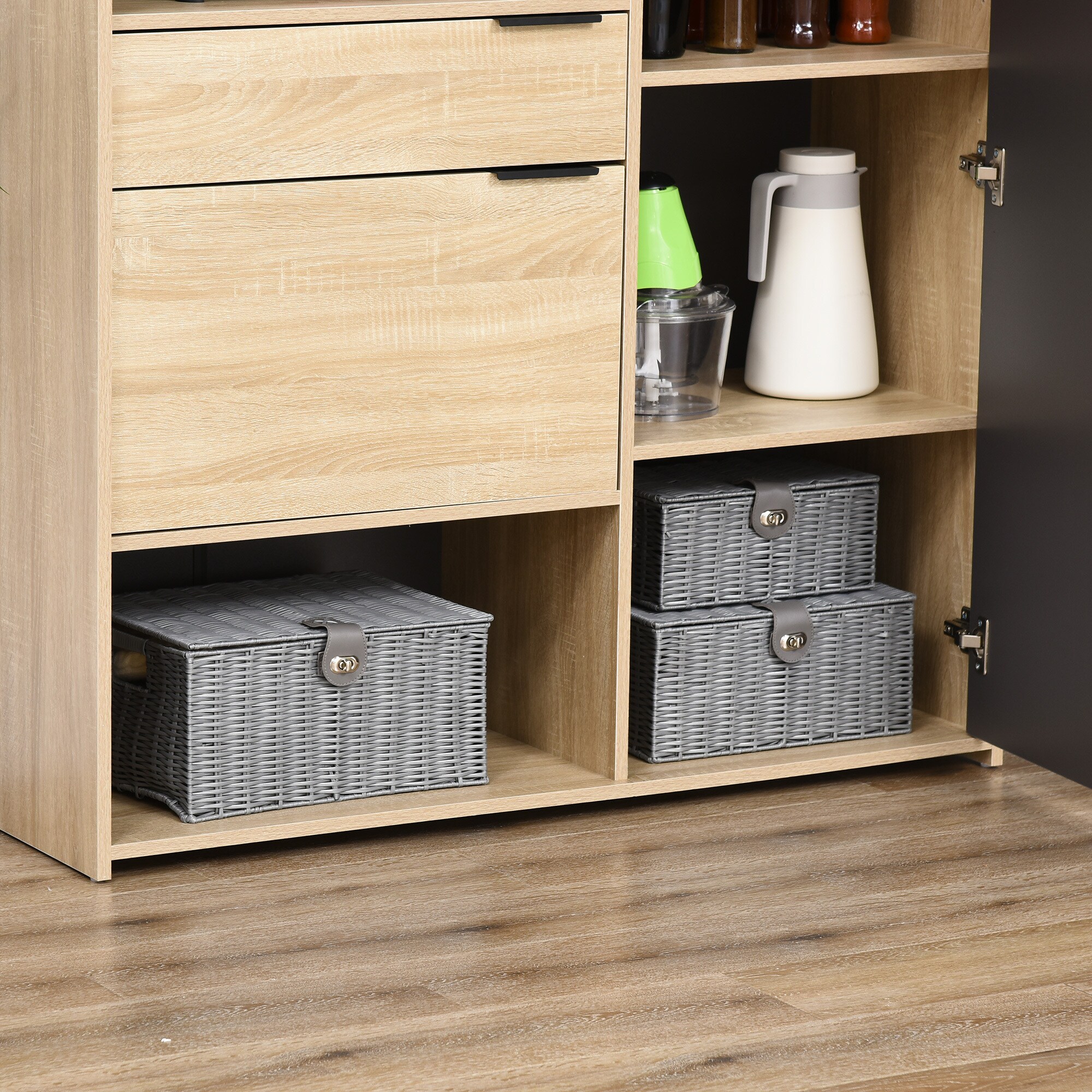 HOMCOM Aufbewahrungskörbe Set mit Verschluss grau 35,5L x 28,5B x 18H cm