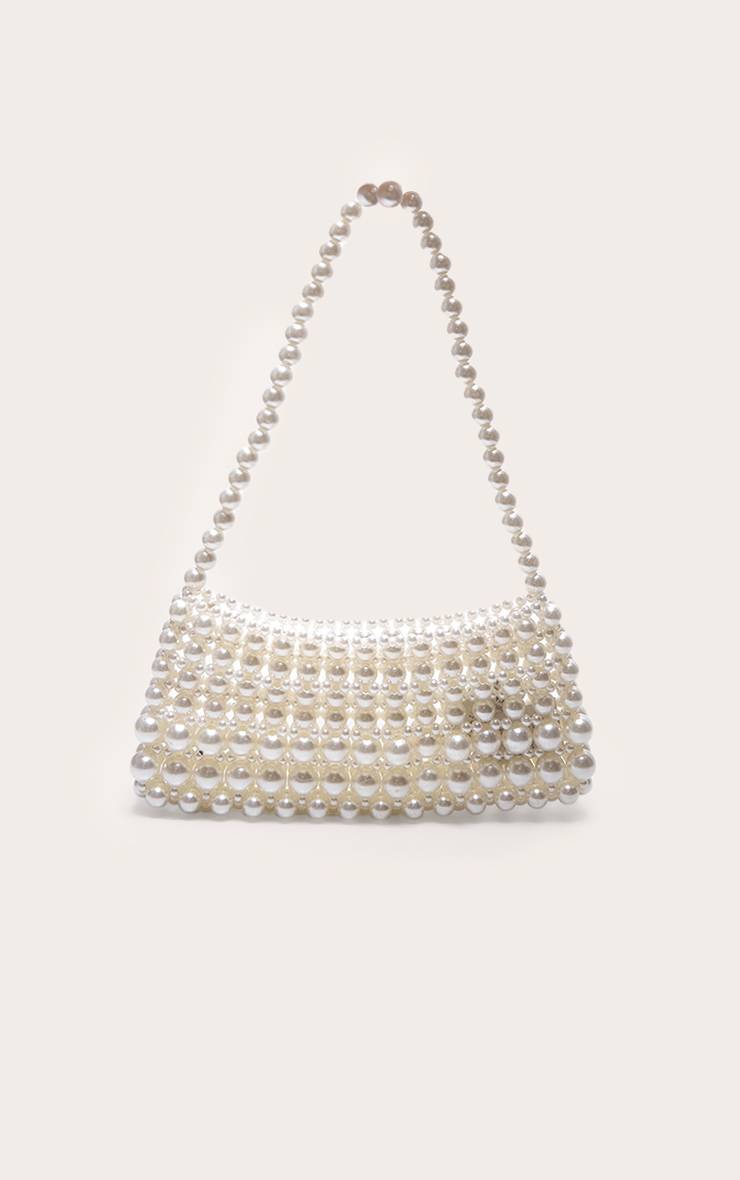 Blanc Sac À Bandoulière En Perles