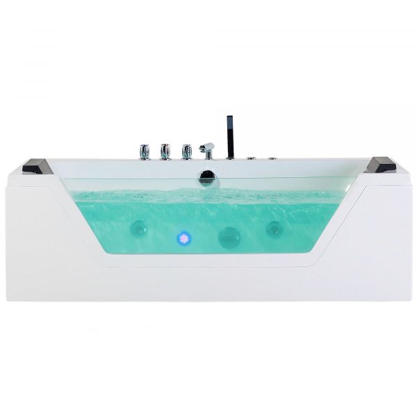 Beliani Banheira de Hidromassagem com Painel Transparente Samana de Acrílico Branco 76x162x55