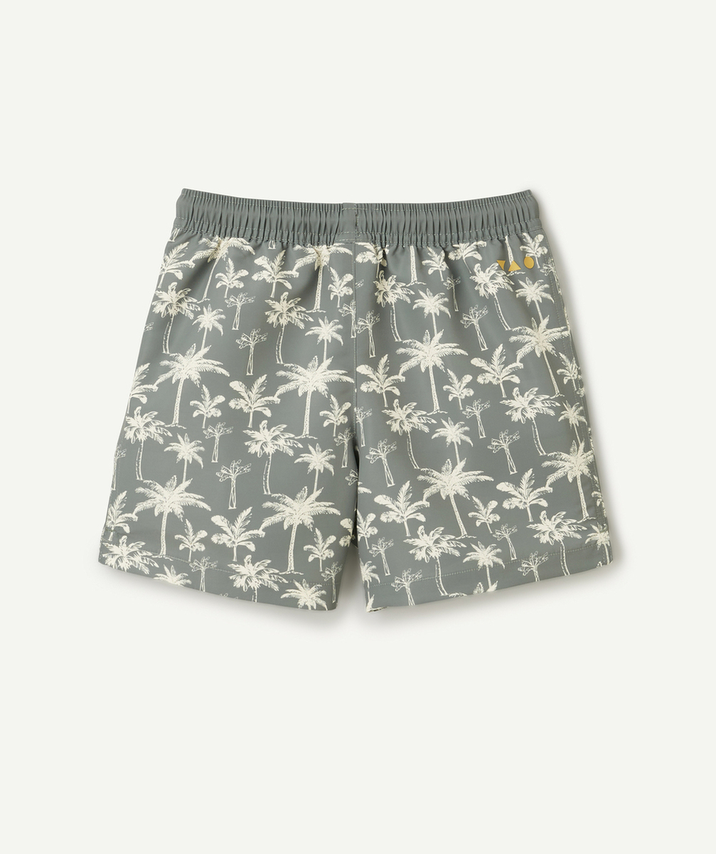 SHORT DE BAIN GARÇON EN FIBRES RECYCLÉES VERT IMPRIMÉ PALMIER