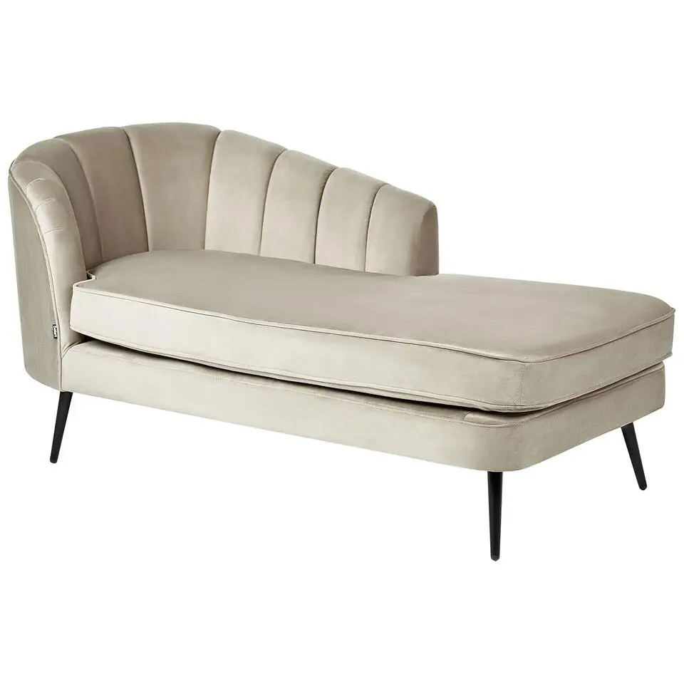 ALLIER - Chaise longue - Beige - Linkerzijde - Fluweel