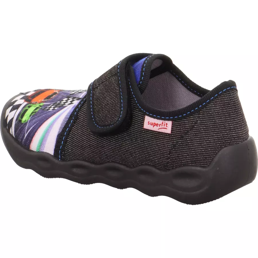 superfit Hausschuh Bubble Rennauto schwarz