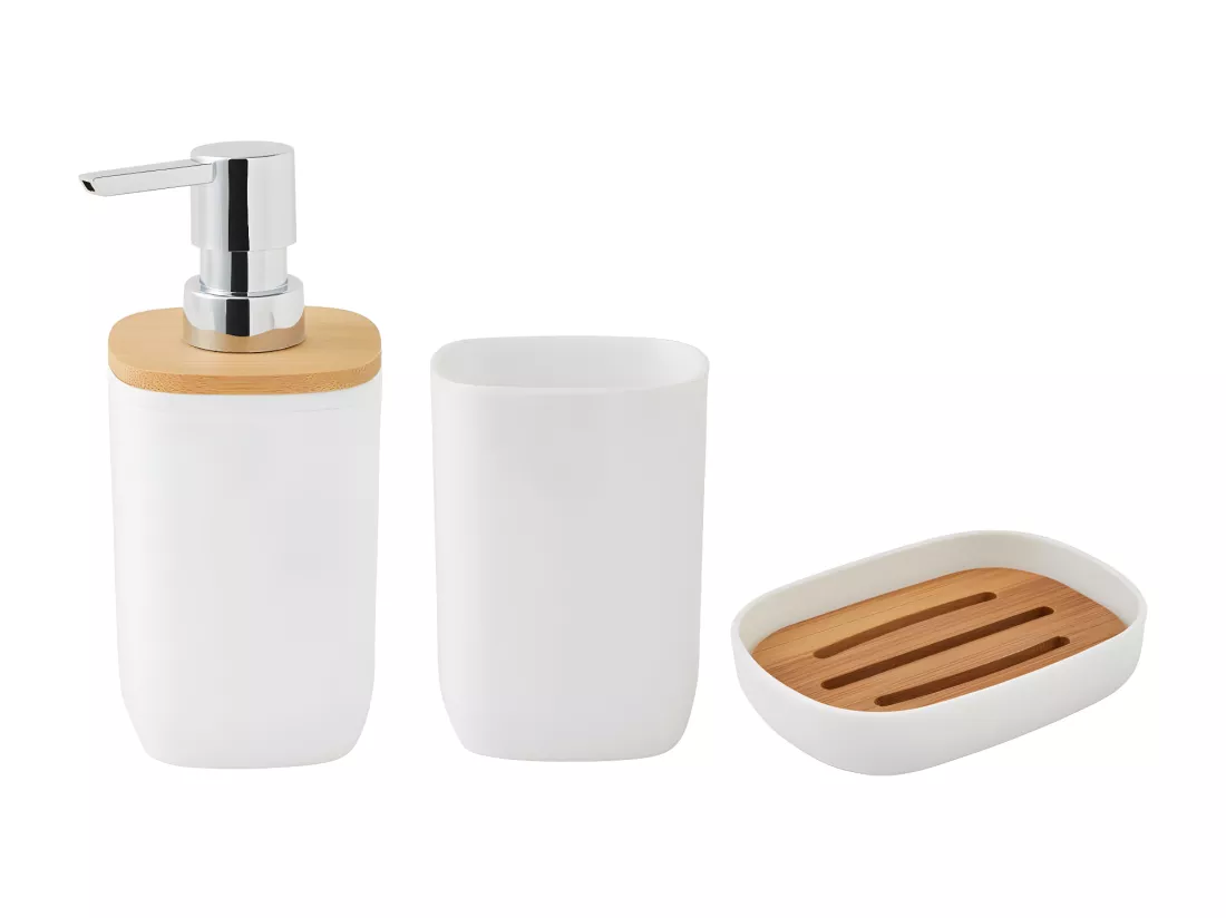 Set de salle de bain 3 pièces en polypropylène blanc