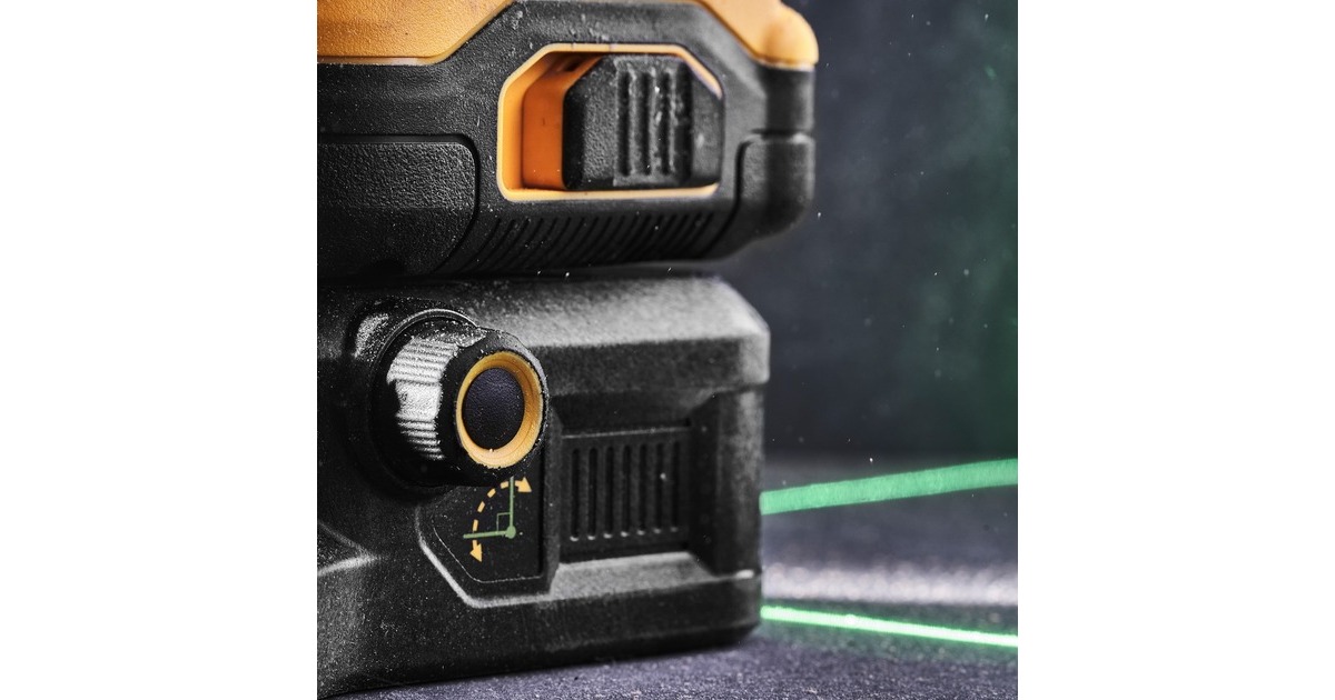 DEWALTDCE089D1G18-QW 12V / 18V XR 3 X 360 Groene Kruislijnlaser  (Zwart/geel, Incl. TSTAK koffer, 18V/2Ah XR battery pack + Oplader)