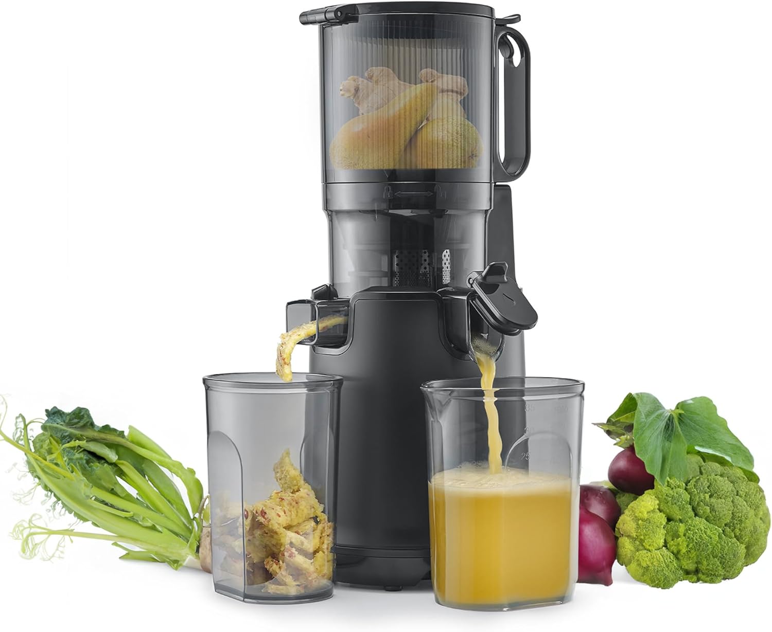 CASO Juice Fit Pro - Slow Juicer, Testsieger: Haus & Garten Test, niedrige Umdrehungszahl (40 U/min), Große Einfüllöffnung von 130 mm Ø für ganze Früchte, Schwarz
