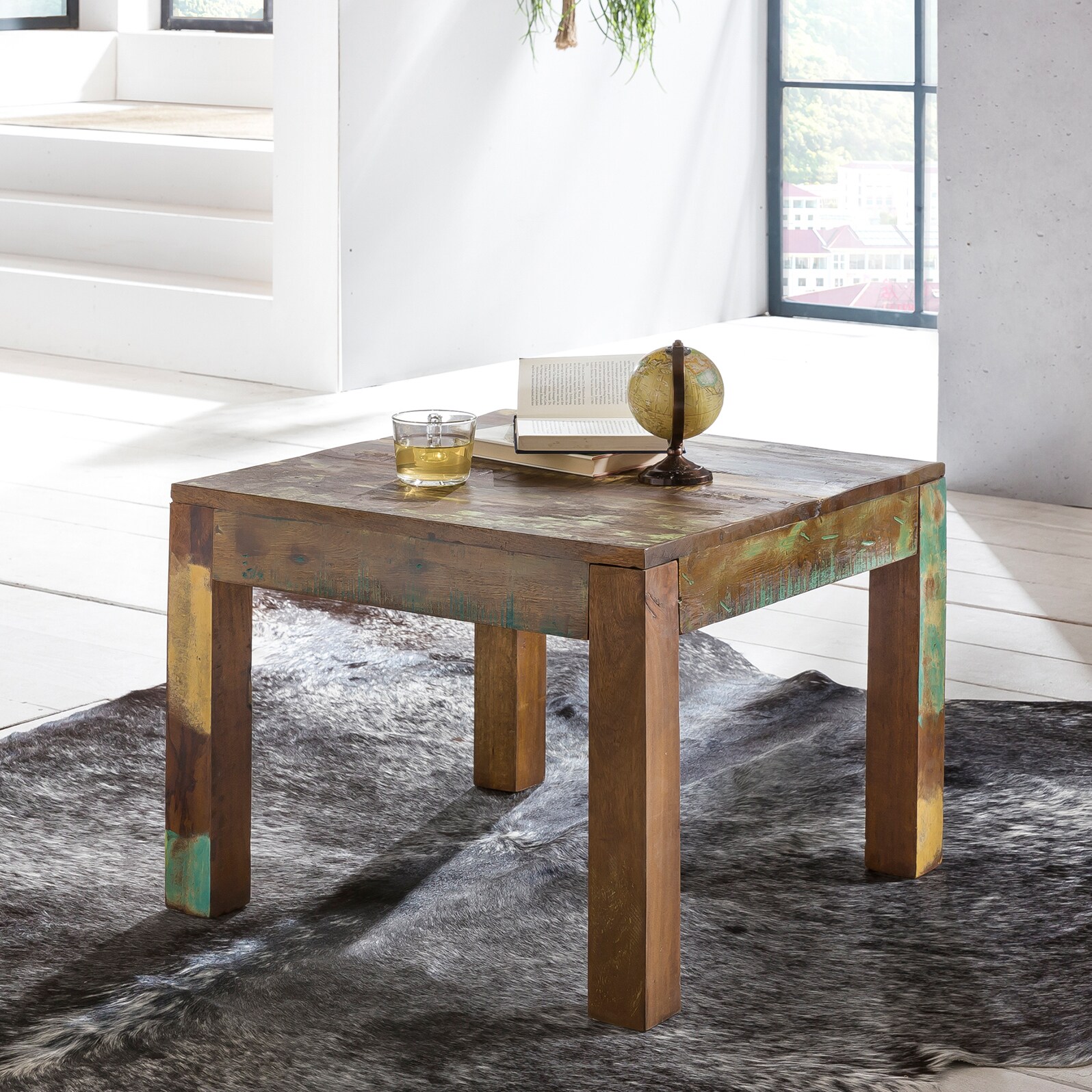 FineBuy Couchtisch KALKUTTA 60 x 47 x 60cm Beistelltisch Wohnzimmer Tisch Massiv