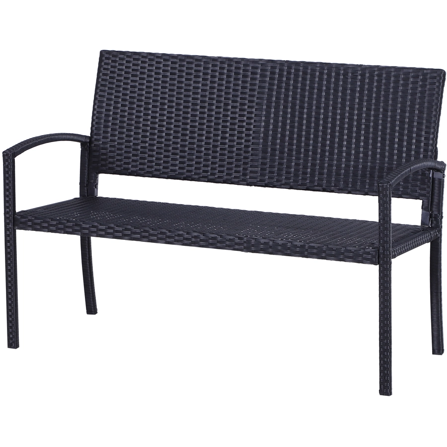 Outsunny Polyrattan Gartenbank schwarz