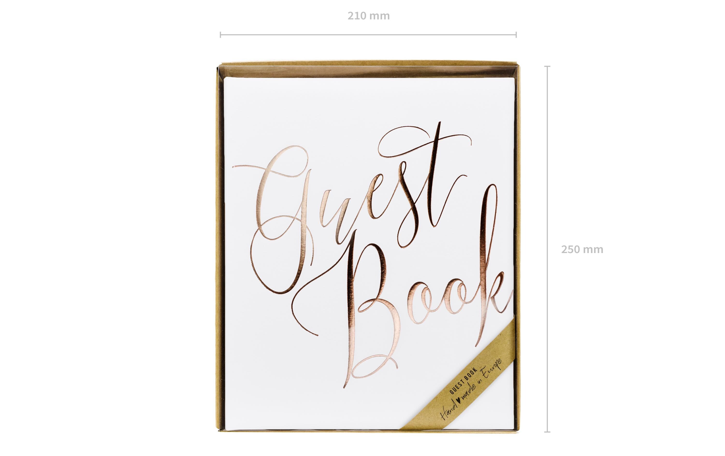 Gästebuch Guest Book 20 x 24.5 cm, Weiss/RosegoldGuest book als Erinnerung an die Hochzeit, den Geburtstag oder die Einweihungsfeier