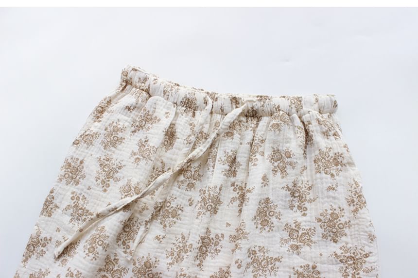 Dogini - Loungebroek met trekkoord en bloemenprint