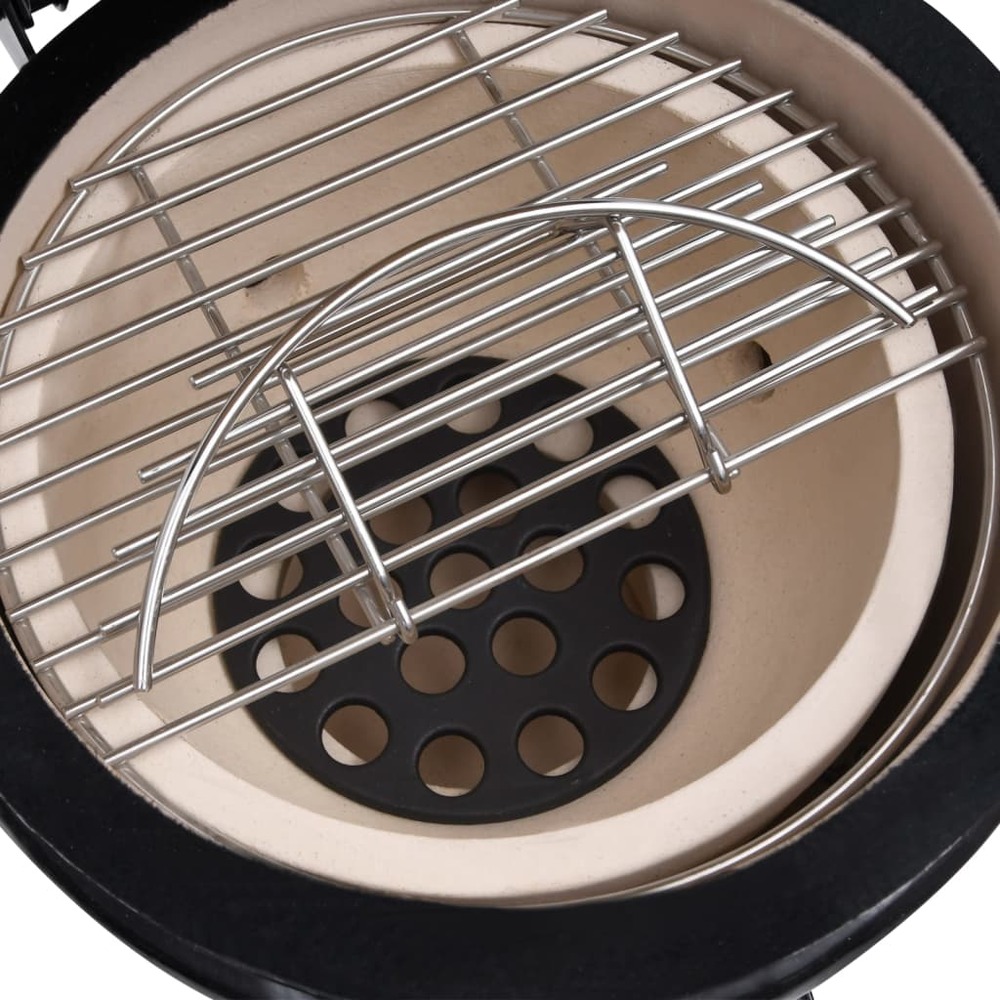 Barbecue à fumoir kamado 2-en-1 céramique 56 cm noir