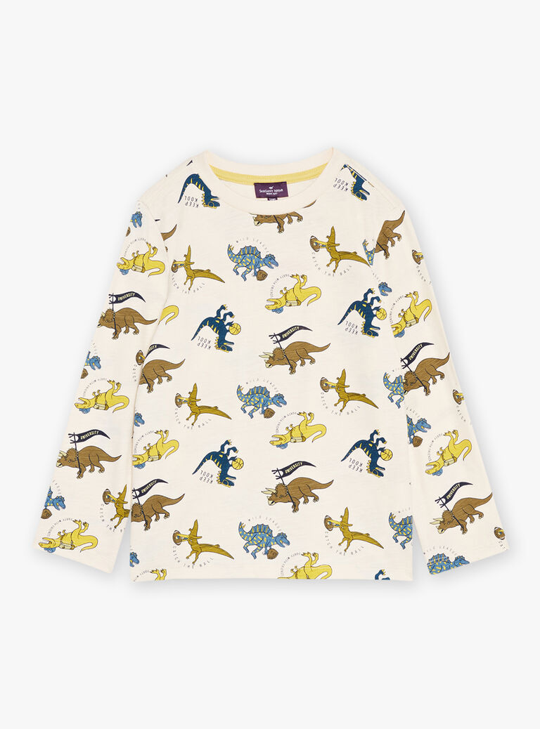 T-shirt écru à imprimé dinosaures