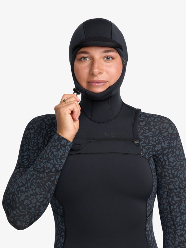 5/4 Swell Natural Combinaison de surf à capuche avec zip poitrine Noir Femme