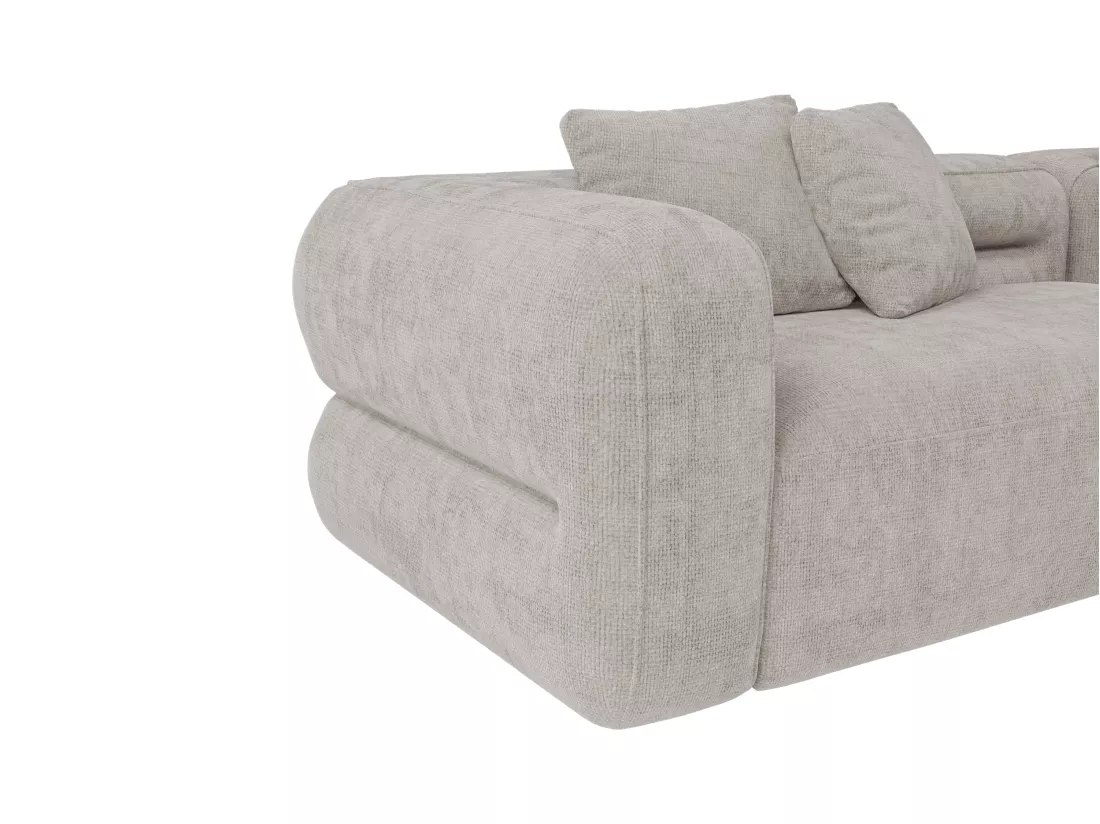 Canapé d'angle droit en tissu texturé gris clair TREVALIS