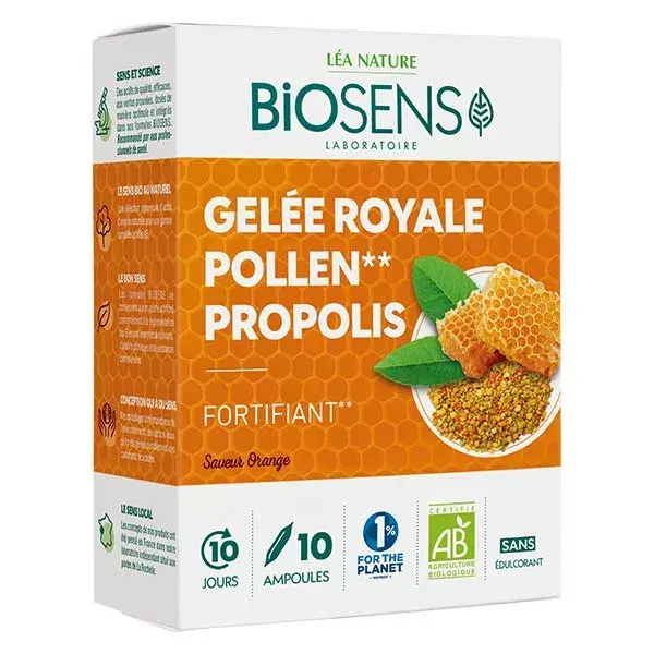 Geleia Real, Pólen e Própolis Orgânica Biosens - 10 ampolas