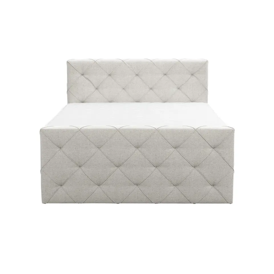 Boxspring met voetbord Liv geruit - ecru - 160x200 cm - vierkante poot