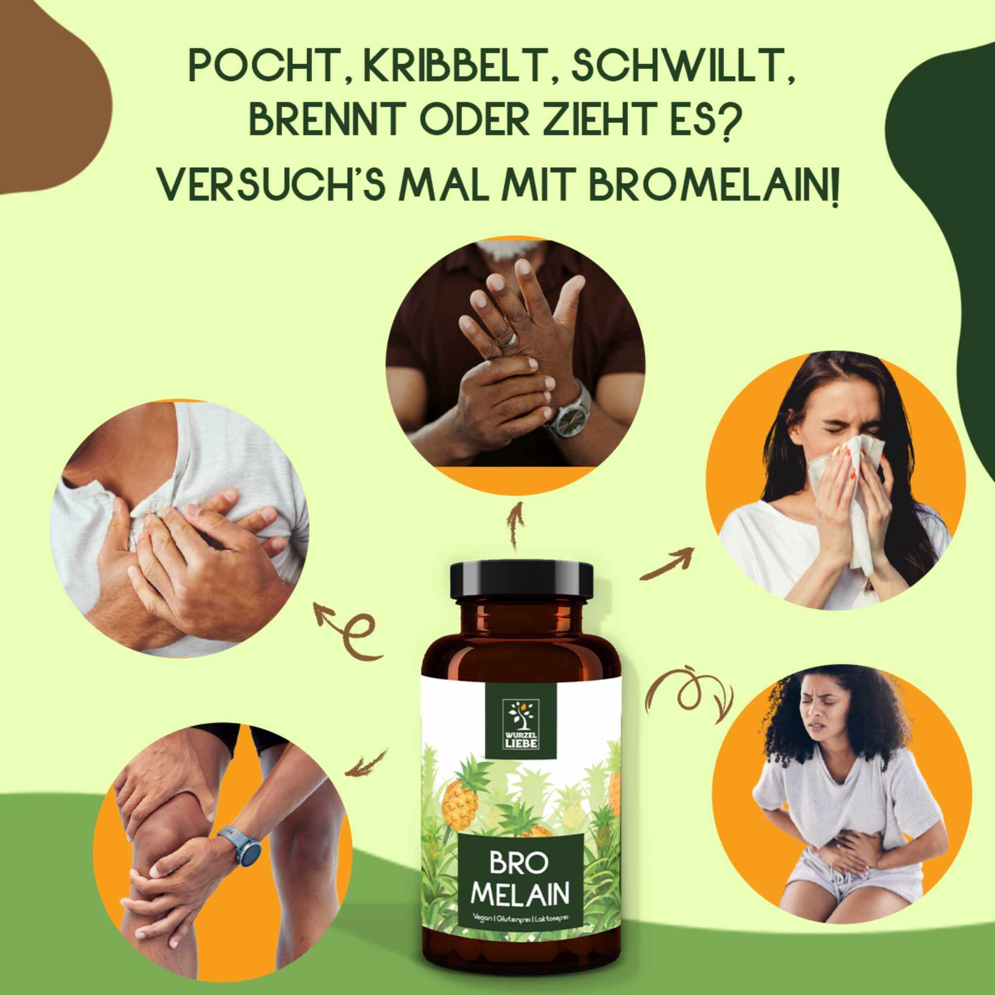 WURZELLIEBE Bromelain 600 mg (3000 F.I.P) 120 Kapseln magensaftresistent