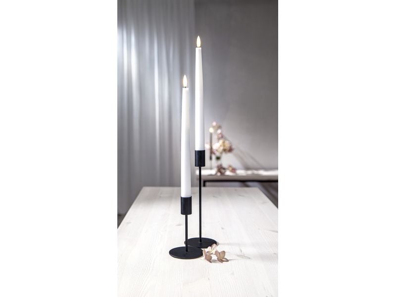 Star Trading LED-Stabkerzen Set Flamme Slim, 2 Stück, Weiss Romantisches Kerzenlicht für besondere Momente