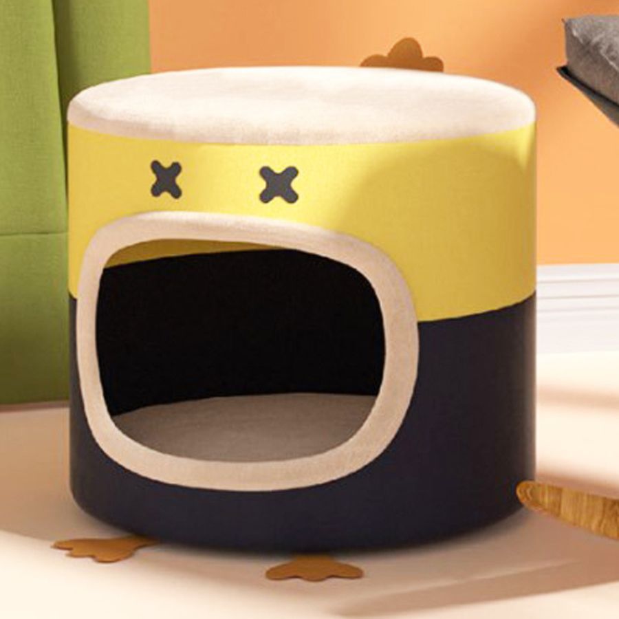 casinha de animais de estimação com carinha sorridente