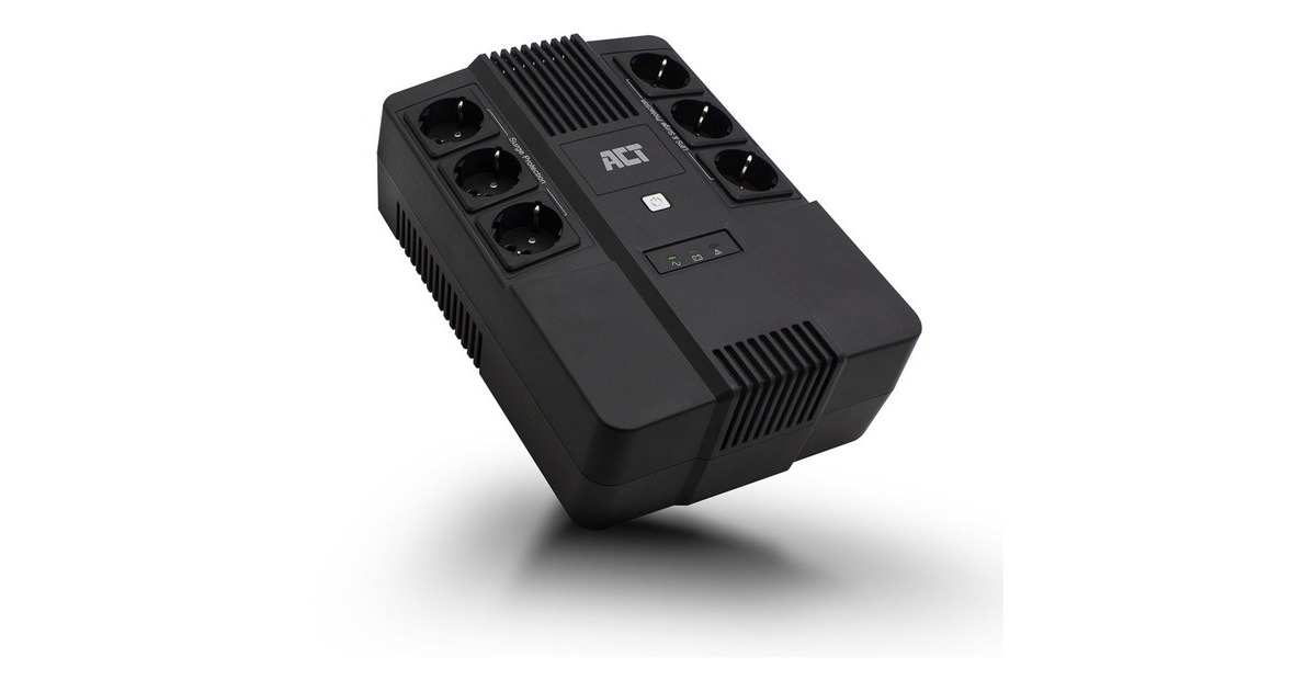 ACT ConnectivityLine Interactive UPS 600VA - met 6 geaarde stopcontacten ups  (Zwart)