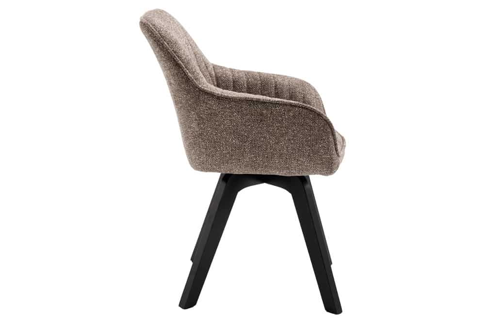 Design Stuhl LIVORNO taupe Strukturstoff schwarz Massivholz drehbar Auto-Return-Funktion