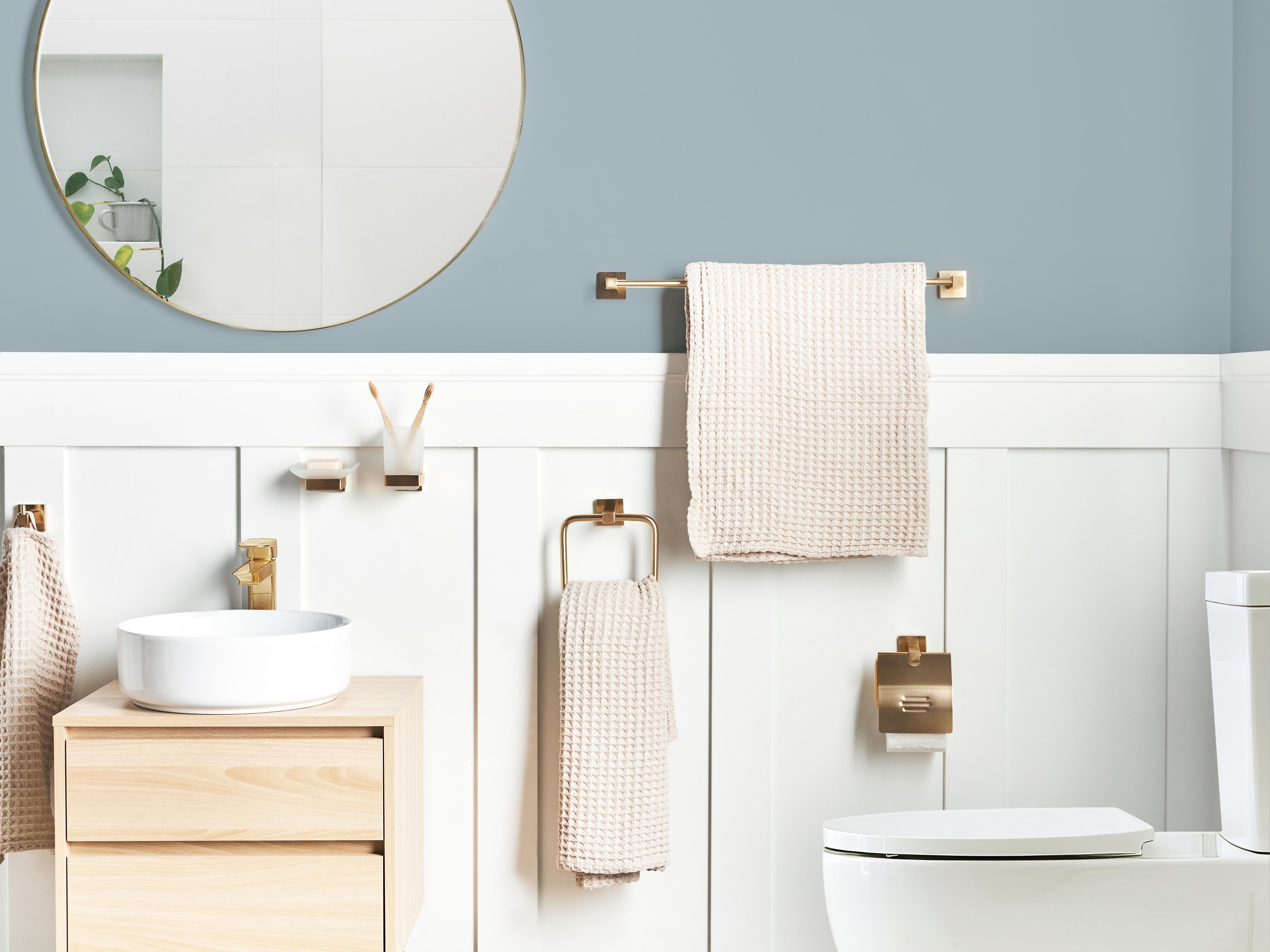 6-delige badkamer hardware set UVITA met handdoekstangen en -haken Goud