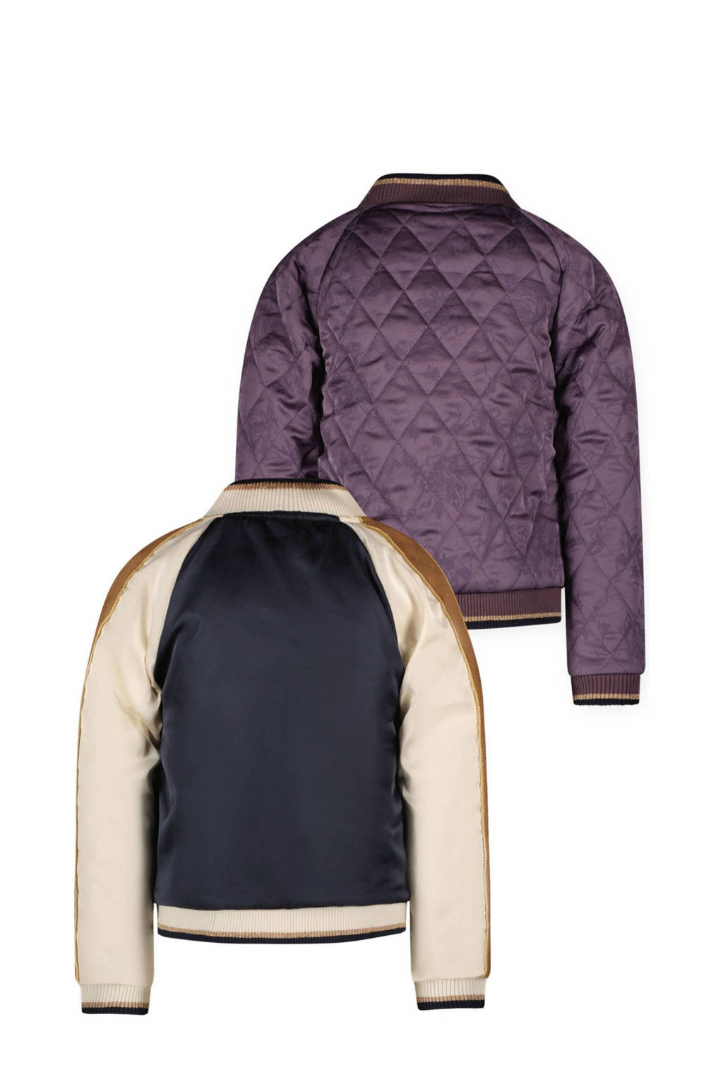 Like Flo reversible gewatteerde winterjas Soof donkerblauw/ecru/paars