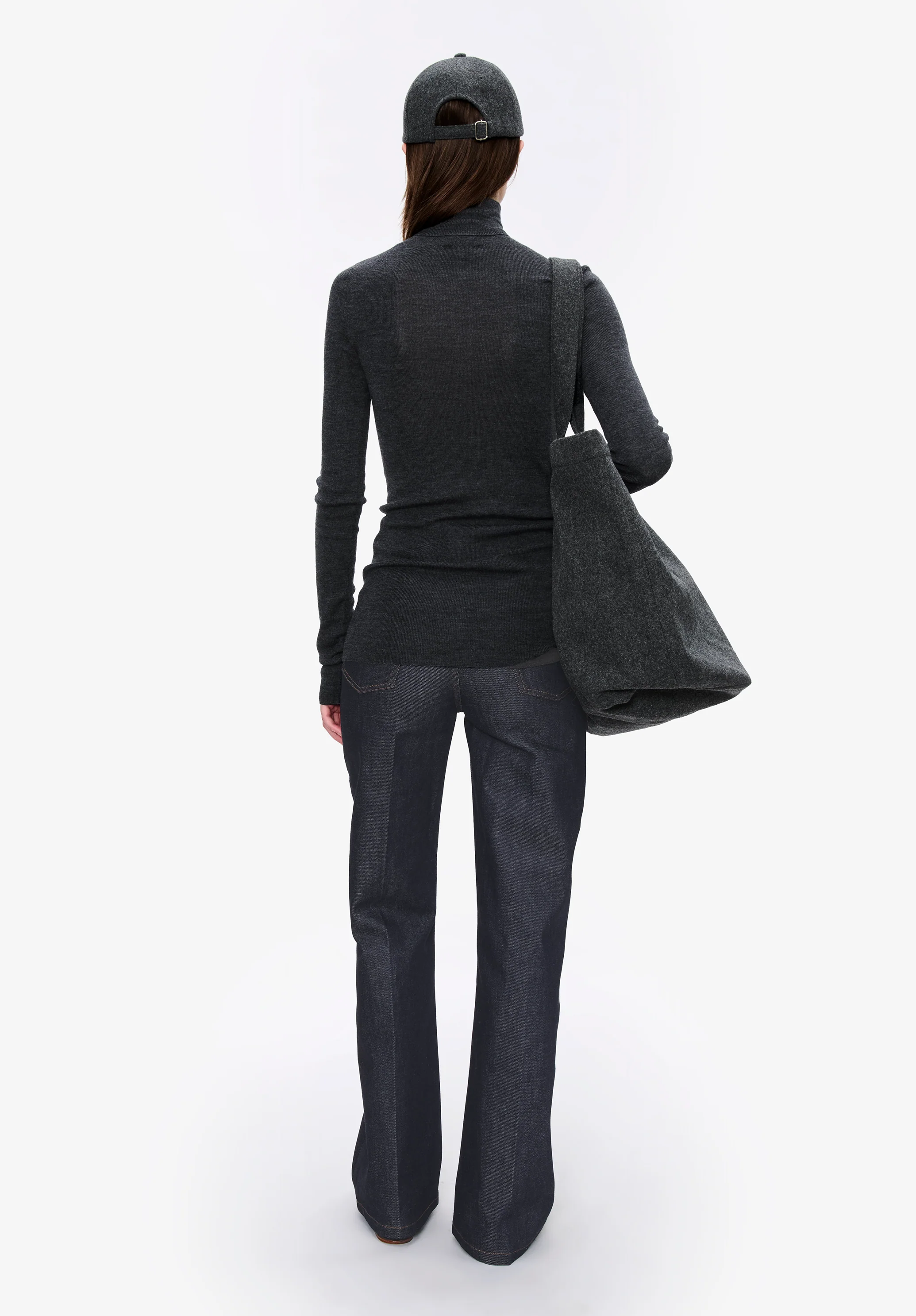 Pull col roulé à petites côtes - Anthracite chine