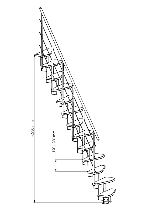 Escalier droit gain de place FORTIA hêtre et acier noir 13 marches Cerros
