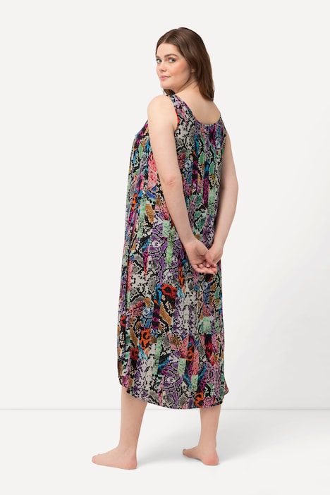 Midikleid, Mustermix, Rundhals, ärmellos