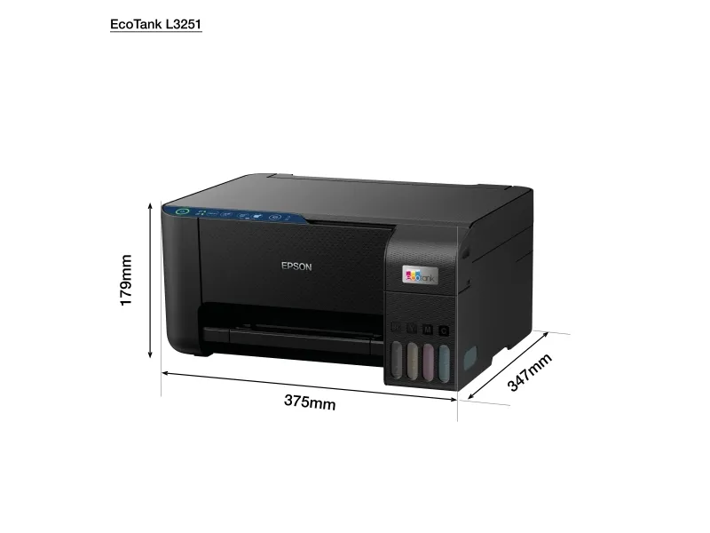[OUTLET] - Epson L3251 - Multifunktionsprinter - farve - blækprinter - kan genopfyldes - A4 (210 x 297 mm) (original) - A4/Legal (medie) - op til 10 spm (udskriver) - 100 ark - Wi-Fi, USB - sort