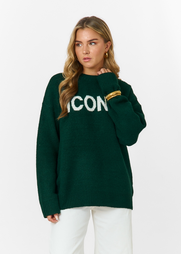 Iconic trui donkergroen