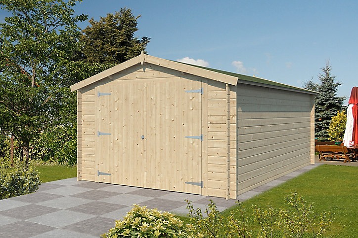 Garage en bois blanc 18,99m² 2 portes