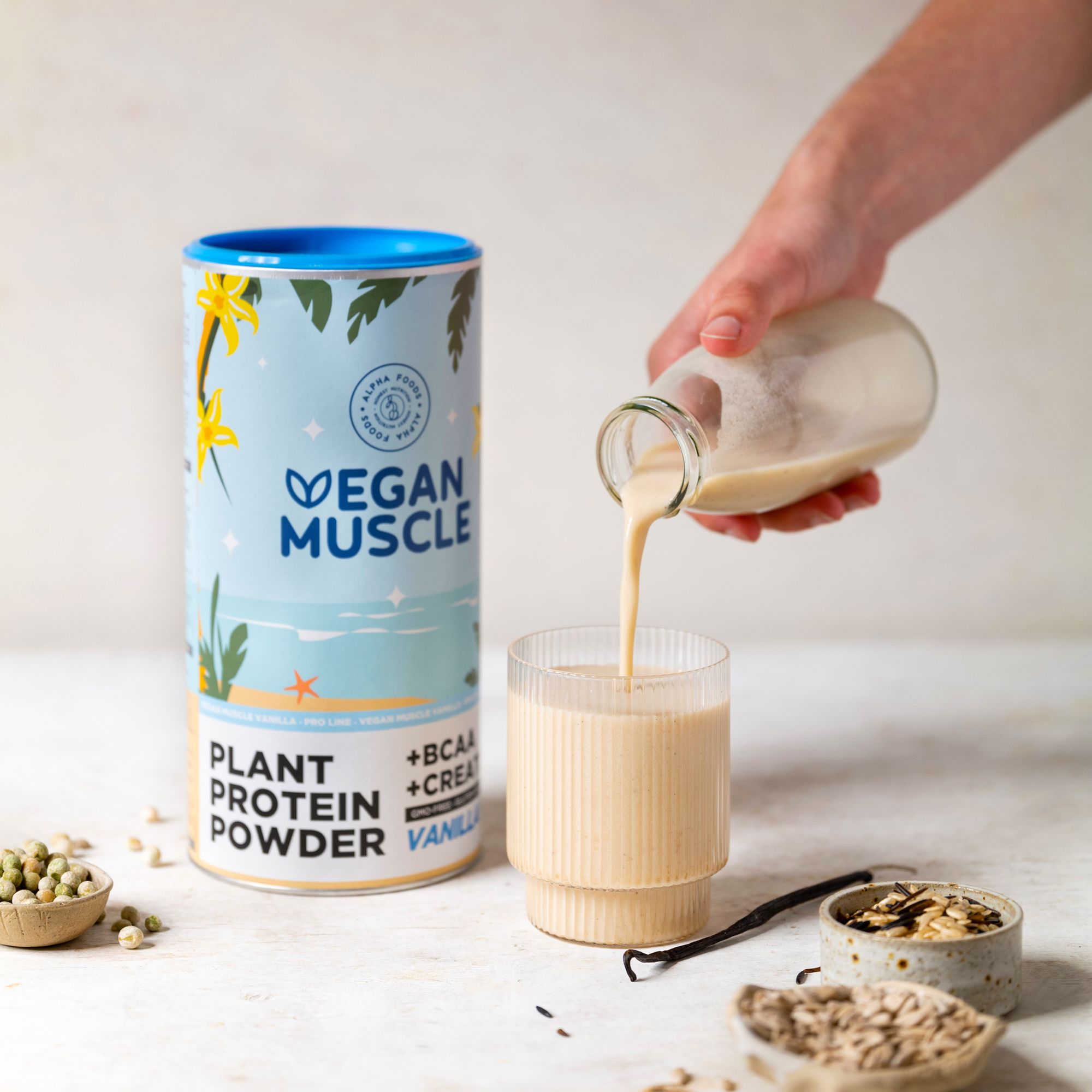 ALPHA FOODS Vegan Muscle Protein Vanille Eiweiß + Kreatin