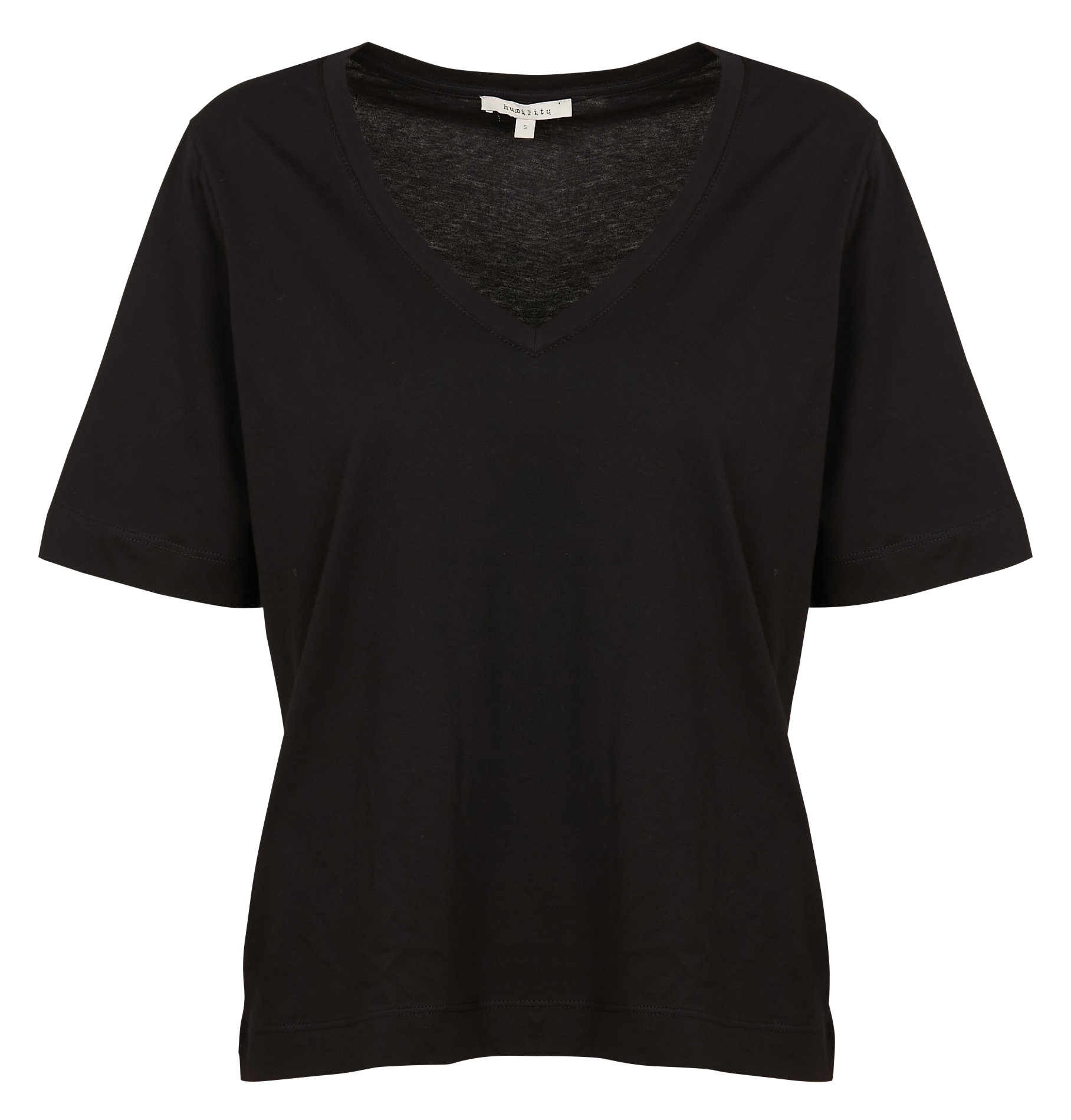 Tee-shirt col V en coton| Noir