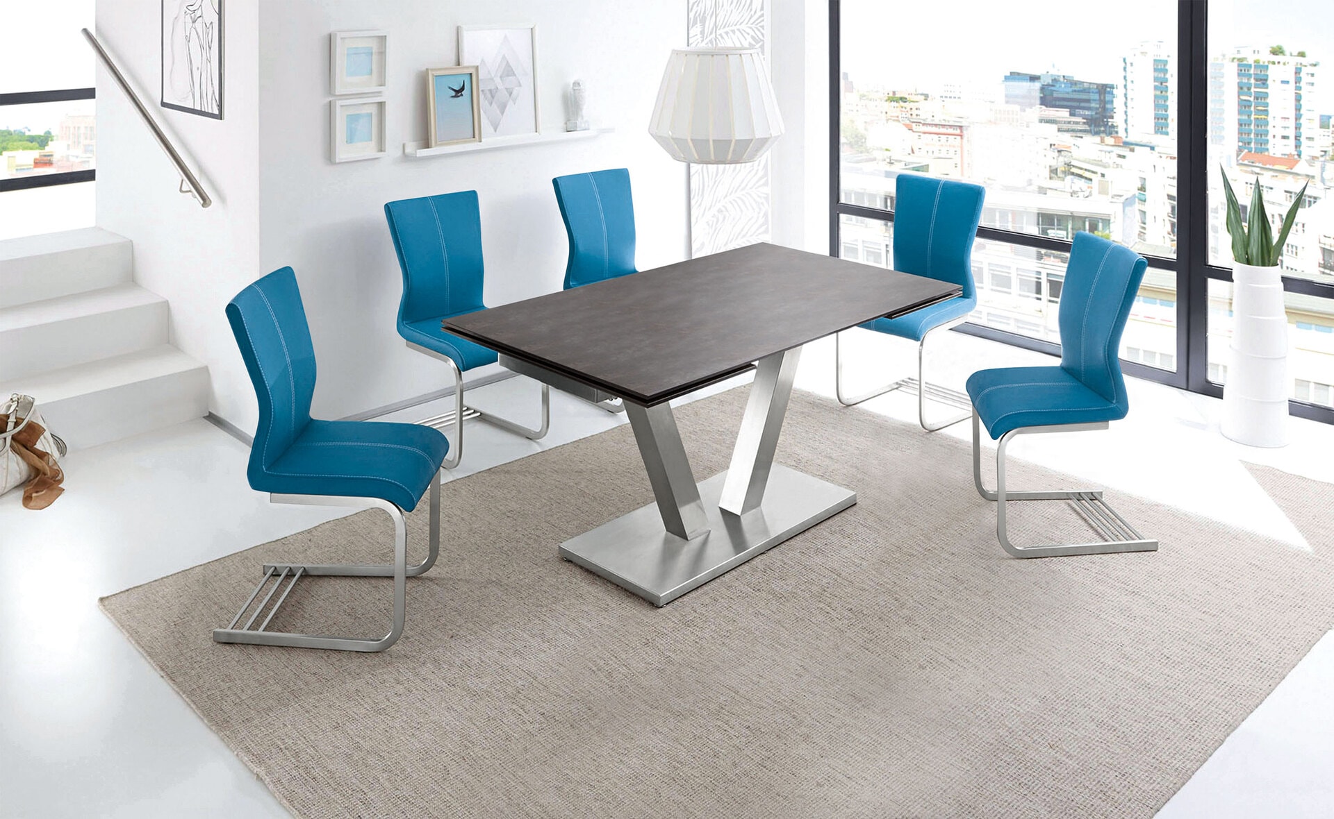 MONDO Esstisch TABLET 160-250 x 100 cm Keramik anthrazit