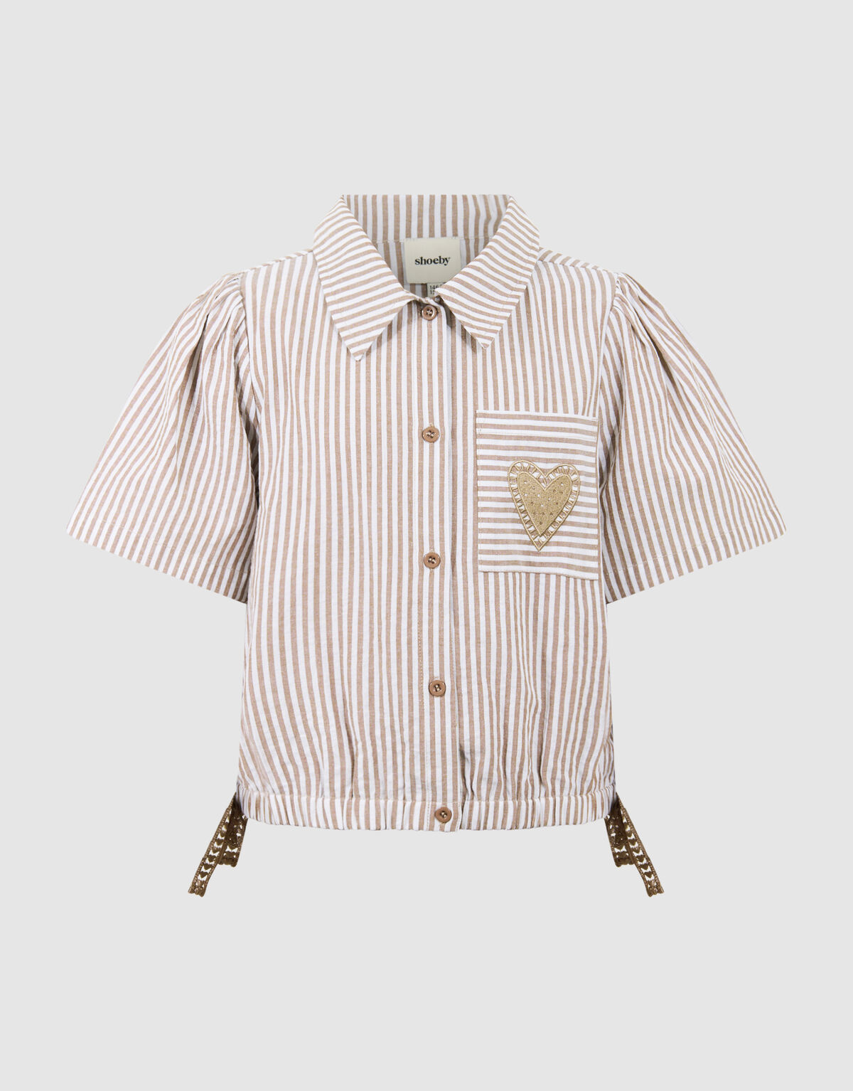 Pinstripe Embroidery Blouse Bruin