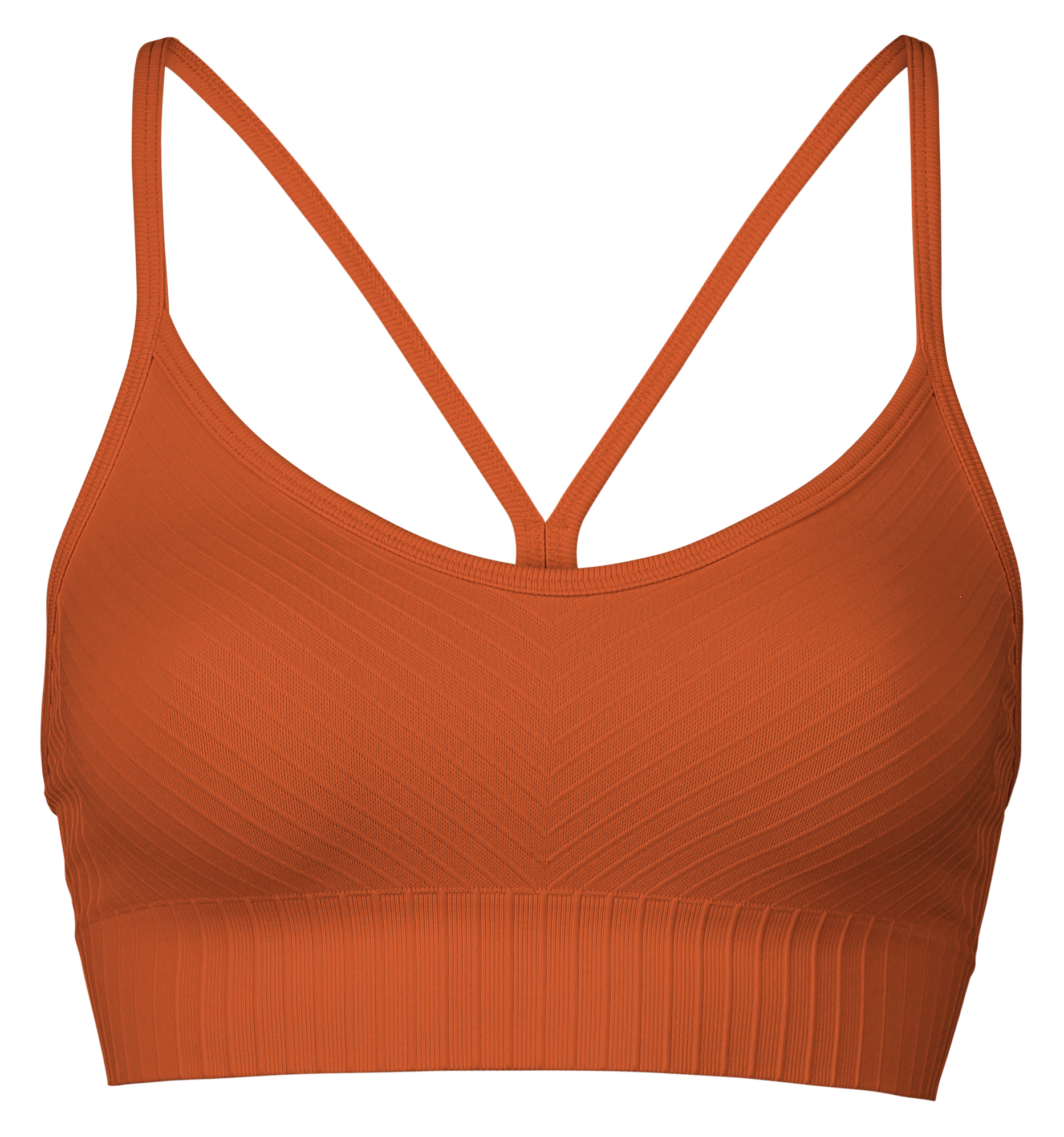 Seamless Graphical Rib Sports Top Dame Papaya Red