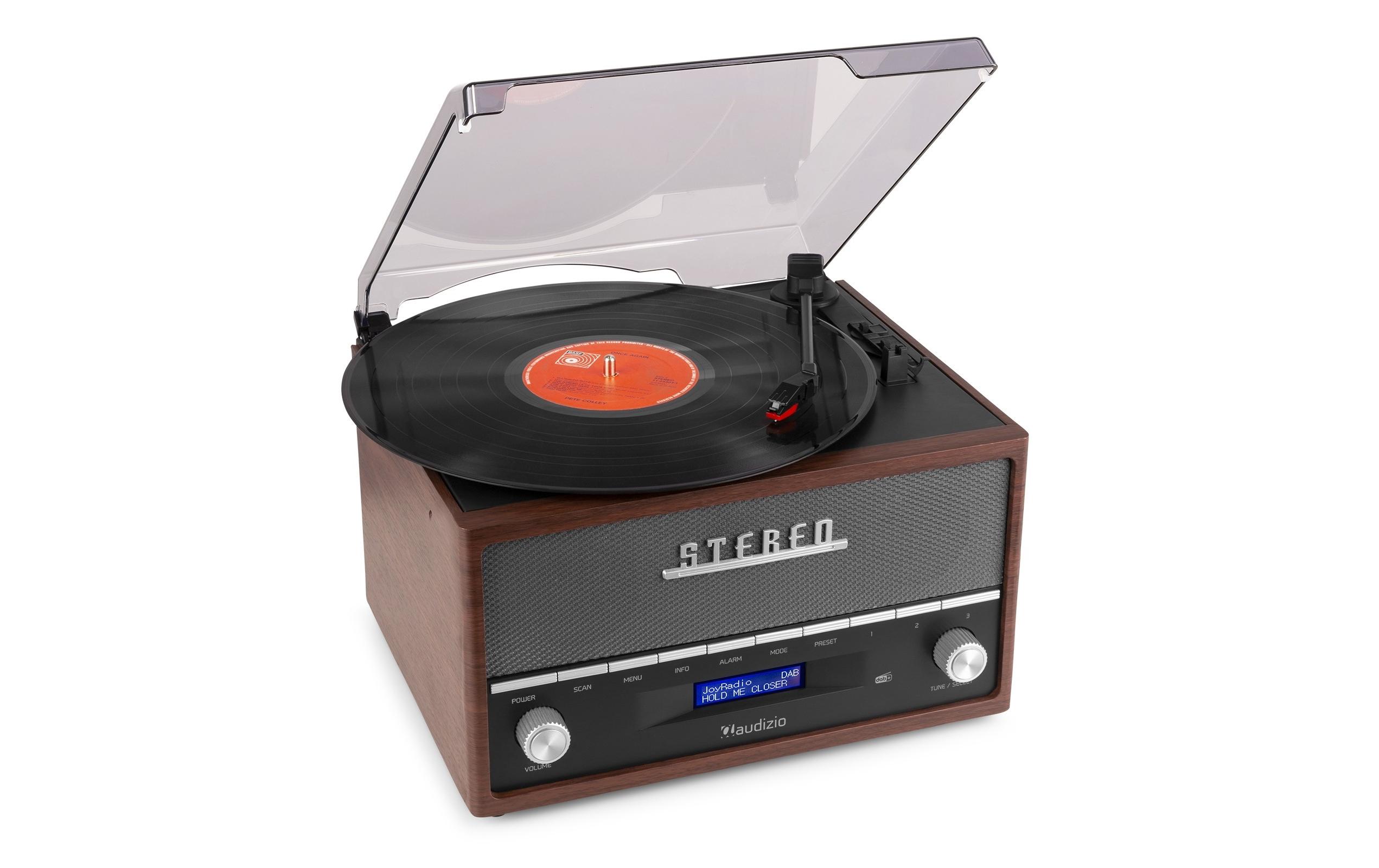 Plattenspieler mit Bluetooth Frisco Braun/Grau<br>Plattenspieler mit Radio und Stereo-Lautsprechersystem